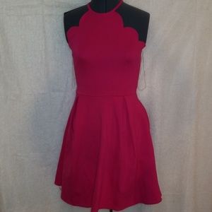 Hot pink scalloped a-line dress